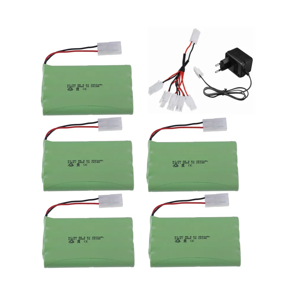 9.6v 4500mAh Ni-MH Battery + 9.6v Charger For Rc toys Car Tank Train Robot Boat Gun AA 9.6v AA Ni-MH Rechargeable Battery Pack