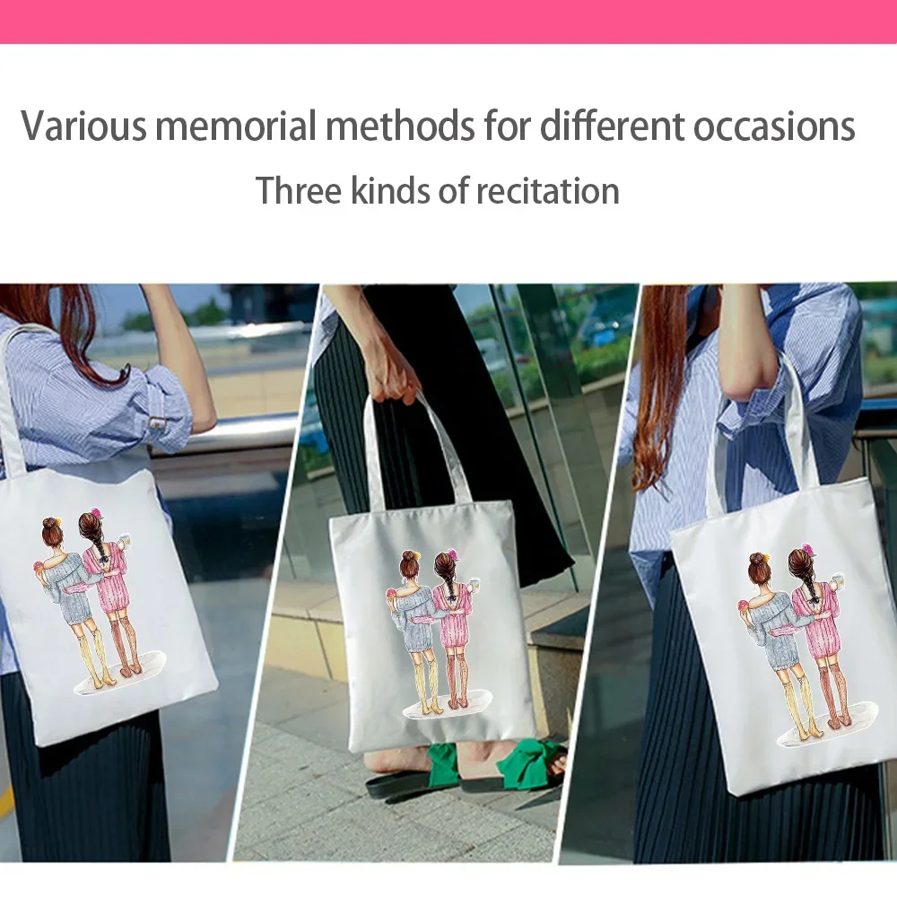 مضحك الأصدقاء نمط المرأة حقيبة كتف أكياس التسوق نسيج القماش القطني البقالة حقائب اليد القابلة لإعادة الاستخدام حمل حقيبة كتب للفتيات