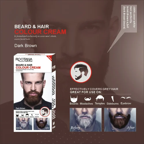 Imagen 2 del producto Crema de teñido de tinte negro para Barba para hombre, crema para teñir el cabello y Barba, herramienta de peinado de moda semipermanente, negro, marrón, fresco y atrevido