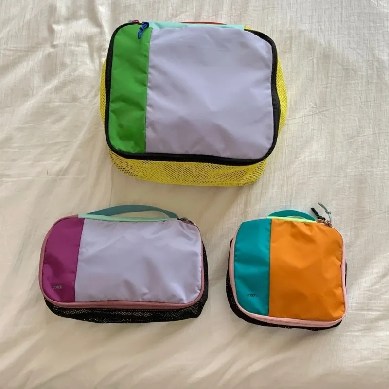 2026 New Dopamine Storage Bag Portable and Practical Travel Makeup Bag Multi functional Toilet Bag Square Bag Three piece Set