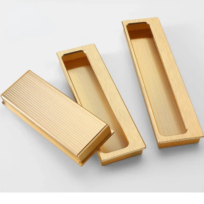 

Nordic Sand Gold White Hidden Handles Kitchen Cabinet Pulls Grooved Sliding Door Handles Zinc Alloy Furniture Hardware