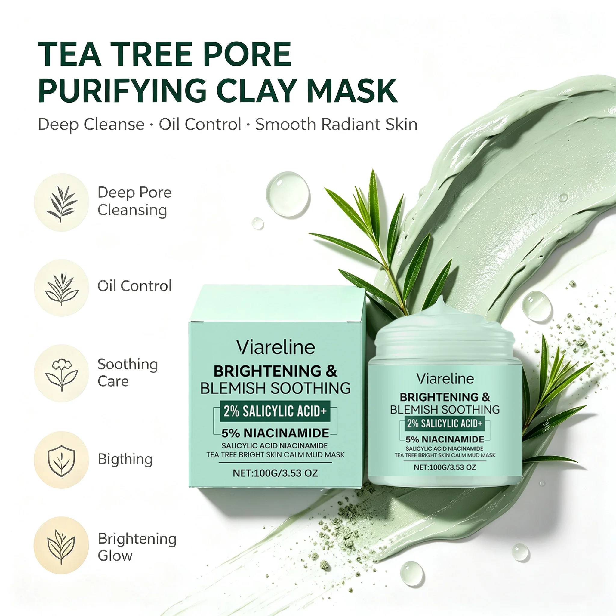 Mud Mask Kaolin - قناع الطين من شجرة الشاي لتنظيف