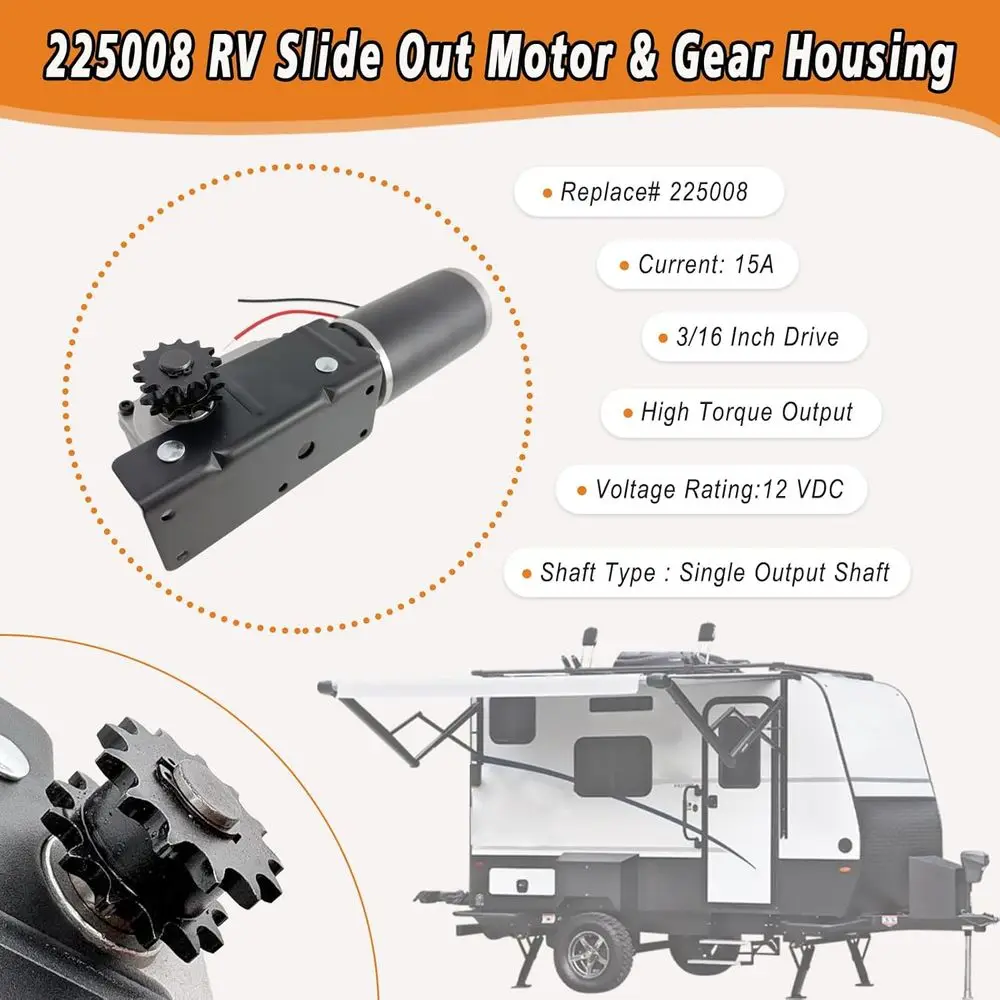 225008 RV-Slide-Out-Motor und Getriebegehäuse, kompatibel mit BAL Accu-Slide-Cable-Slide-Out-System, ersetzt R25076-1 Getriebe R25076 R