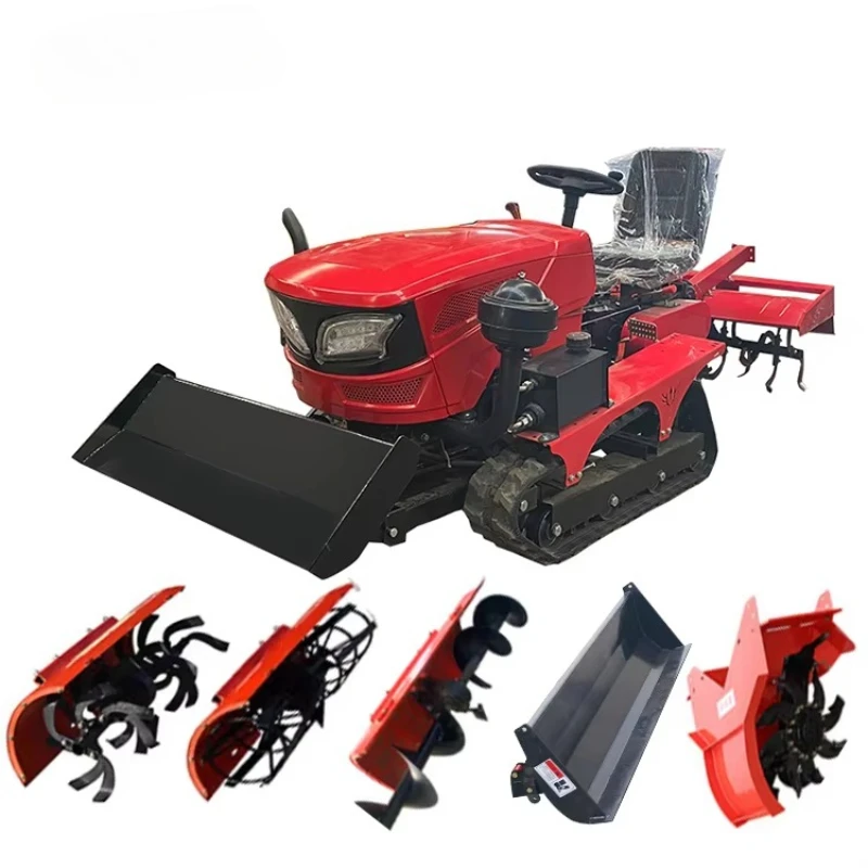 Aangepaste Mini Crawler Tractor 5-in-1 Rijstbewerkingsapparatuur Landbouwmachines