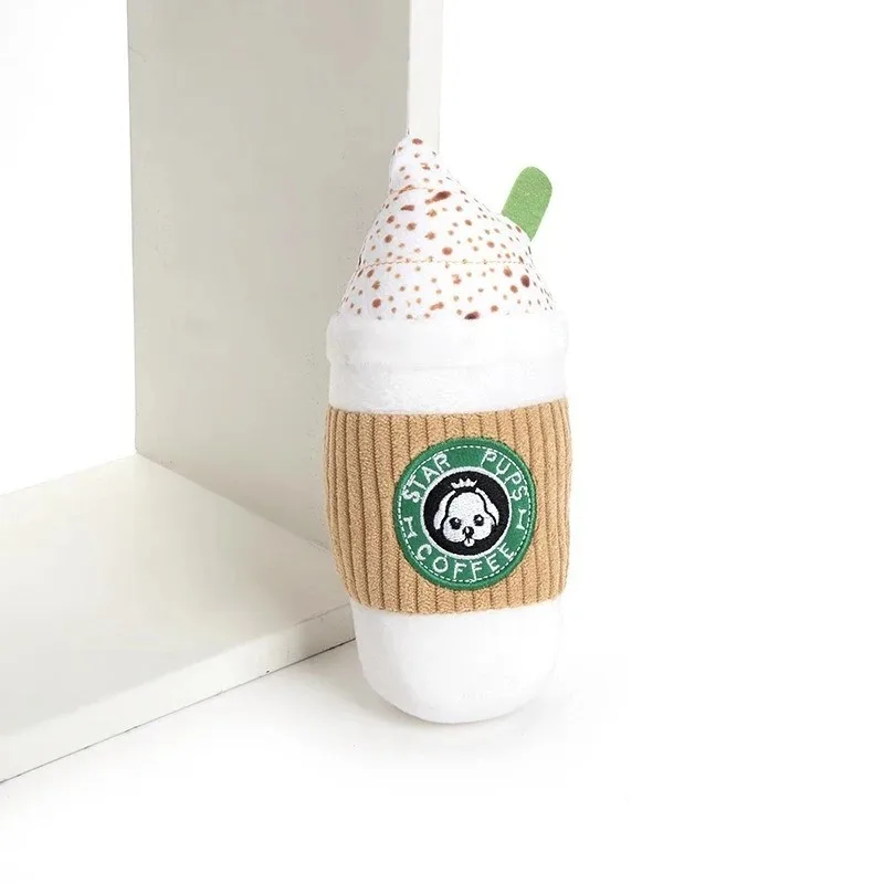 Teeth Grinding Dog Toy Latte Shaped Plush Pet Toys That Produce Sound Durable Puppy Cat Toys Pet Interactive Tool Accessories