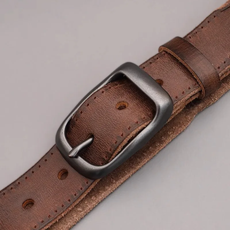 Unisex Luxurious Retro Belt-Width 3.3 CM, Outer Layer Made of Leather, Retro Design Leisure Style. Can Be Freely Cut Men's Belt
