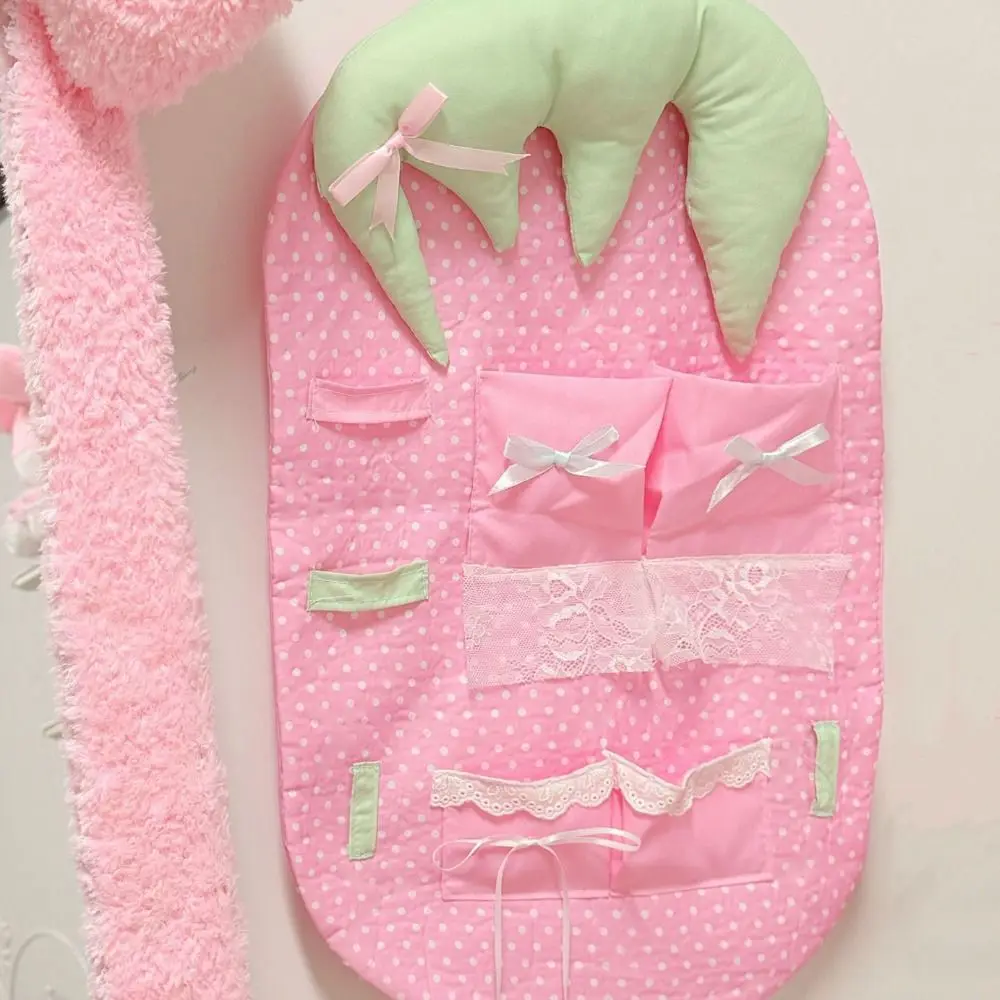 Cute Cartoon Strawberry Hanging Bag Wall-mounted Large Capacity Bedside Hanging Bag High Aesthetic Value Space Saving