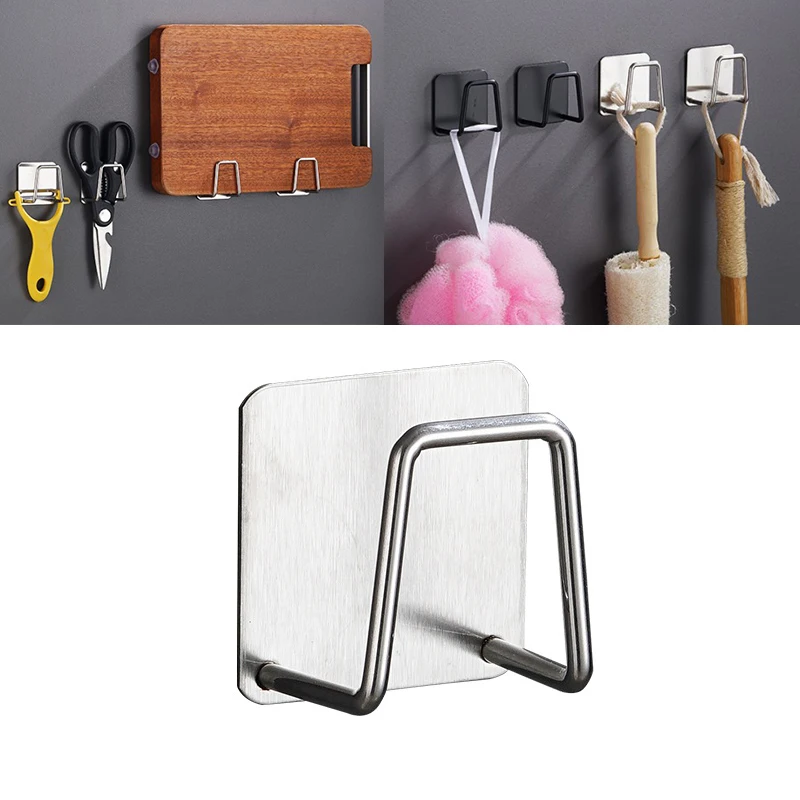 Stainless Steel Adhesive Strong Wall Hanger Hook Sink Sponge Holder Drain Drying Rack Organizer Multifunctional Drain Rack