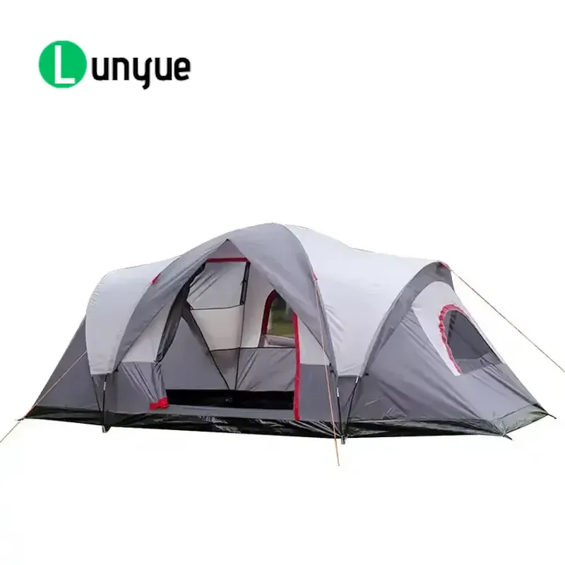 Spacious Tunnel Tent Double Waterproof Oxford Cloth 2 Bedrooms Large Hall for 2-3 Adults Outdoor Camping Hiking
