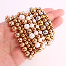 3pcs/Lot Elastic Stainless Steel Bracelet Metal Ball 4/6/8/10mm Beaded Chain Bracelet Bangles For Women Men Waterproof Jewelry