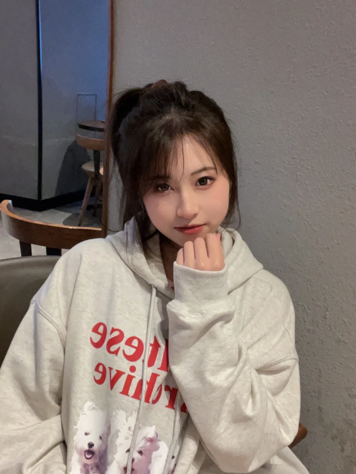 

Trendy Waikei Loose Hoodie Sweatirt Women's Autumn Student Cartoon Dog Print Long Sve Korean Sle Comfortable Cotton Inner