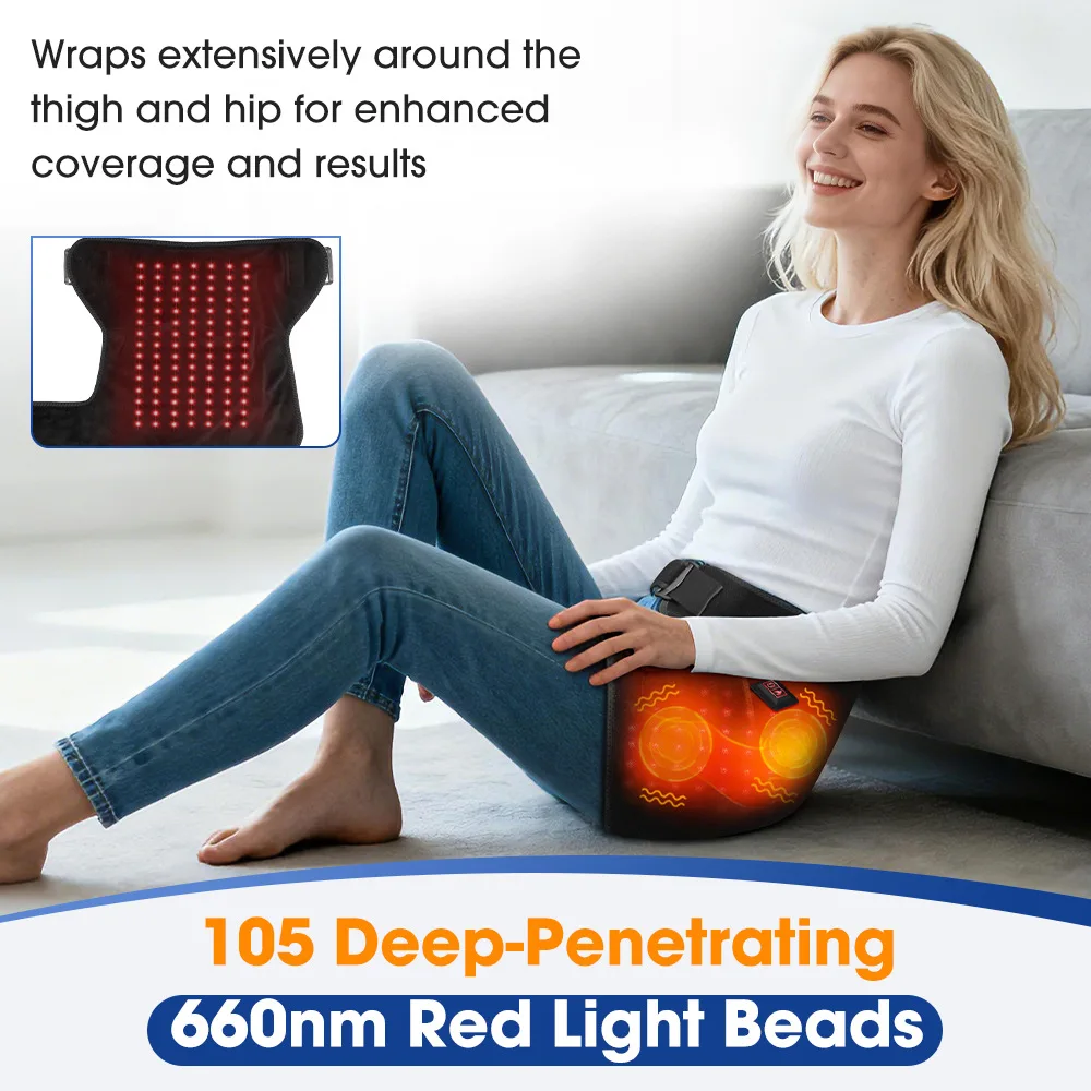 

Red Light Level 3 Hot Compress 3 Vibration Massage 105 LED Beads 660nm Hip and Thigh Protection Bandage Therapy Device