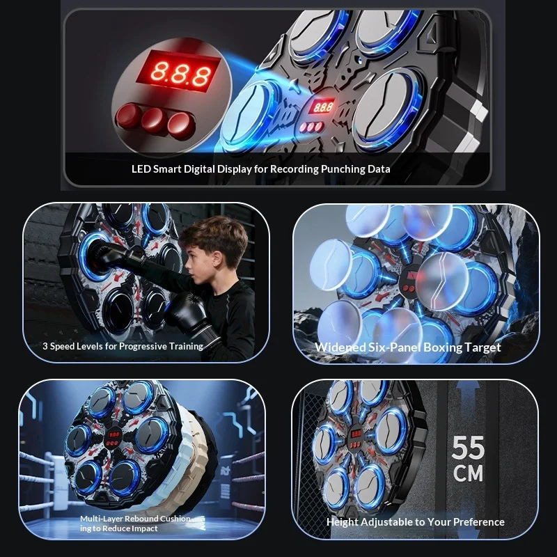 Smart Music Boxing Machine Wall Mounted Electronic Boxing Target Speed Adjustable Reaction Training Equipment For Home Indoor view 3