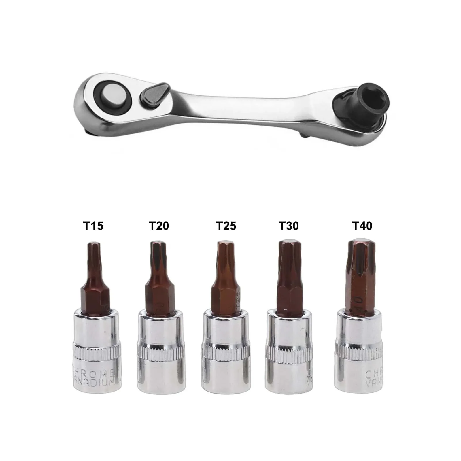 1/4 Inch Double Ended Ratchet Wrench with Reversible Thumb Switch and High Torque Capacity for Socket and Screwdriver Bit Use