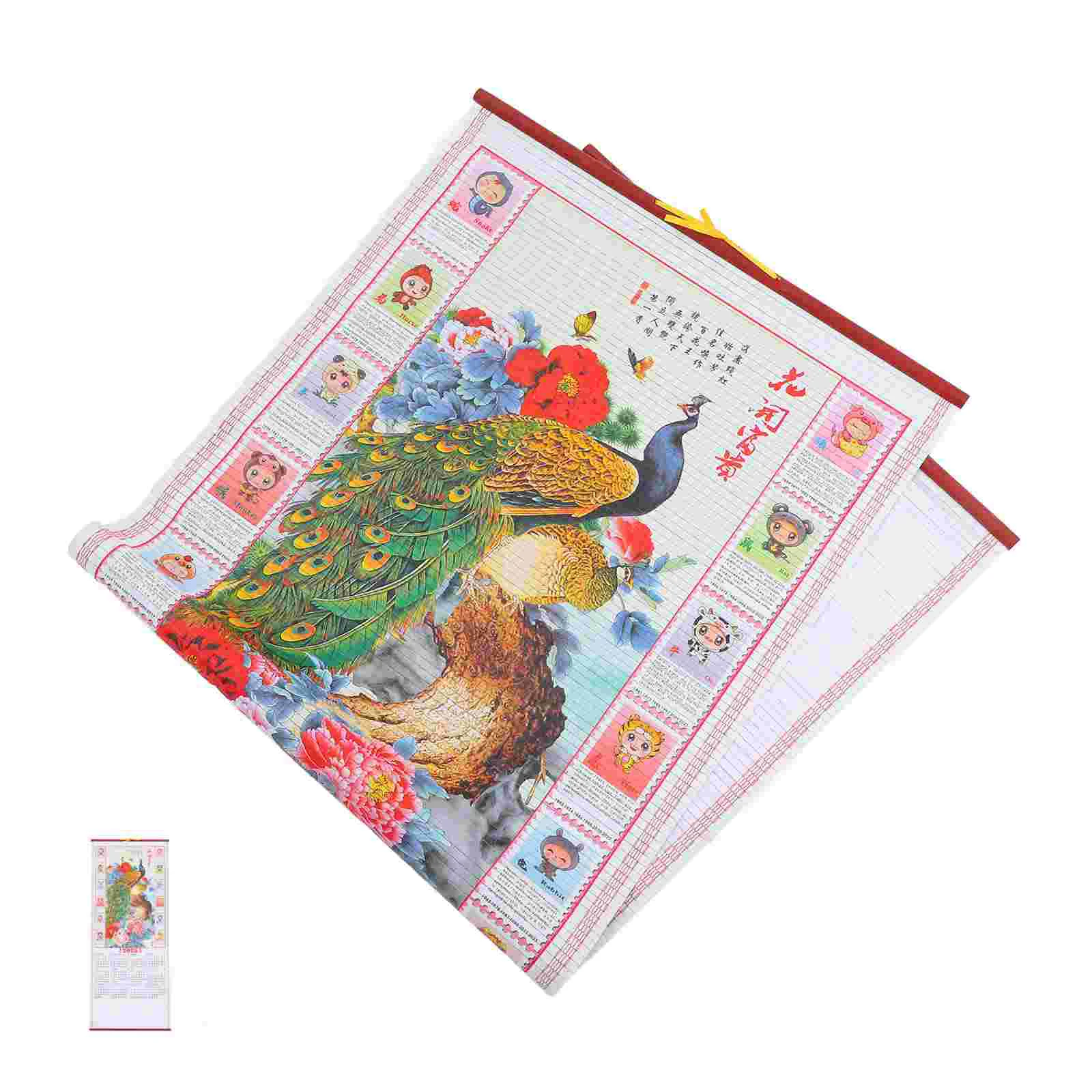 Hanging Scroll Calendar Office 2025 Wall Planner Chinese Yearly New Traditional