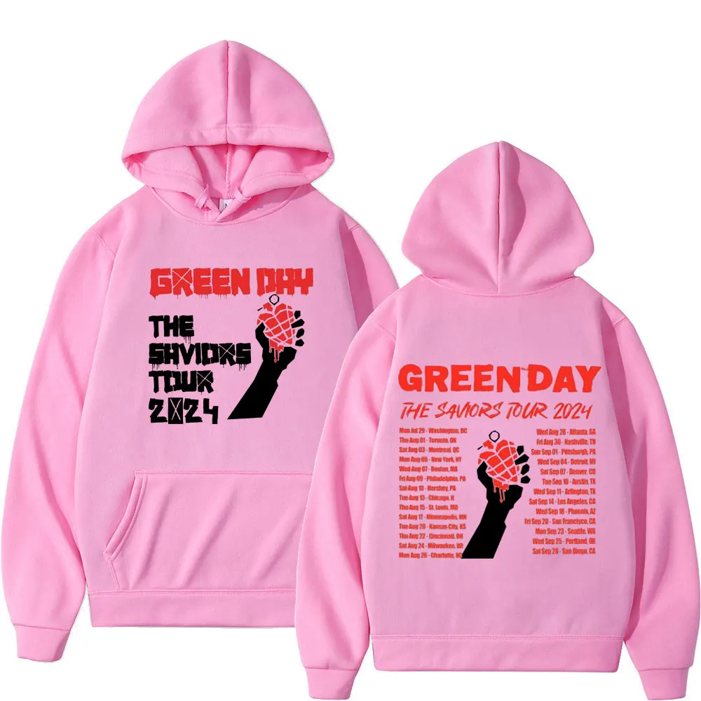 Green Day Bands The Saviors Tour 2024 Print Hoodie Men Women Fashion Punk Rock Hooded Sweatshirt High Quality Fleece Pullovers