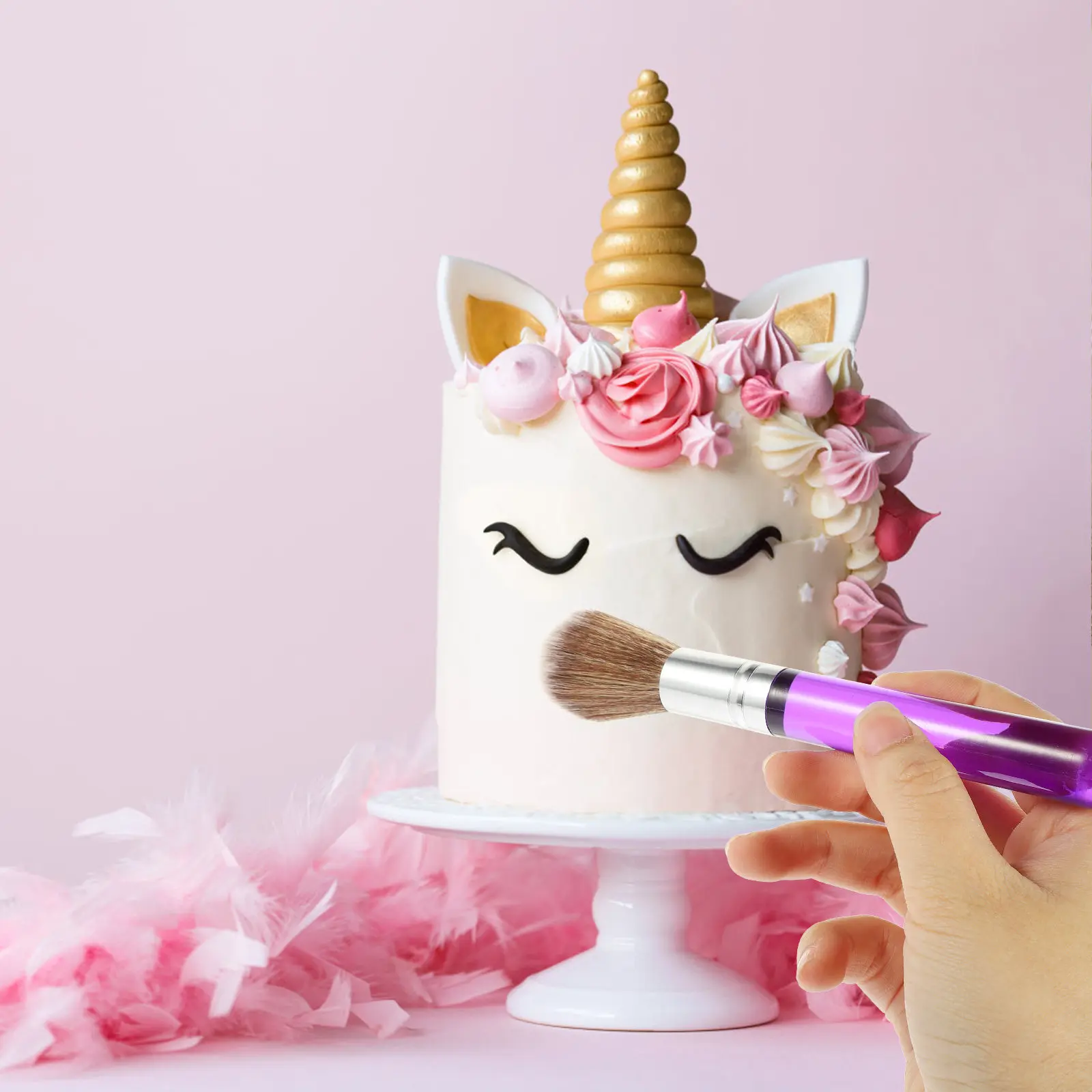 

2Pcs Cake Painting Brushes Professional Dessert Decoration Tools for Fondant Cake Decorating Baking DIY Watercolor Style Food