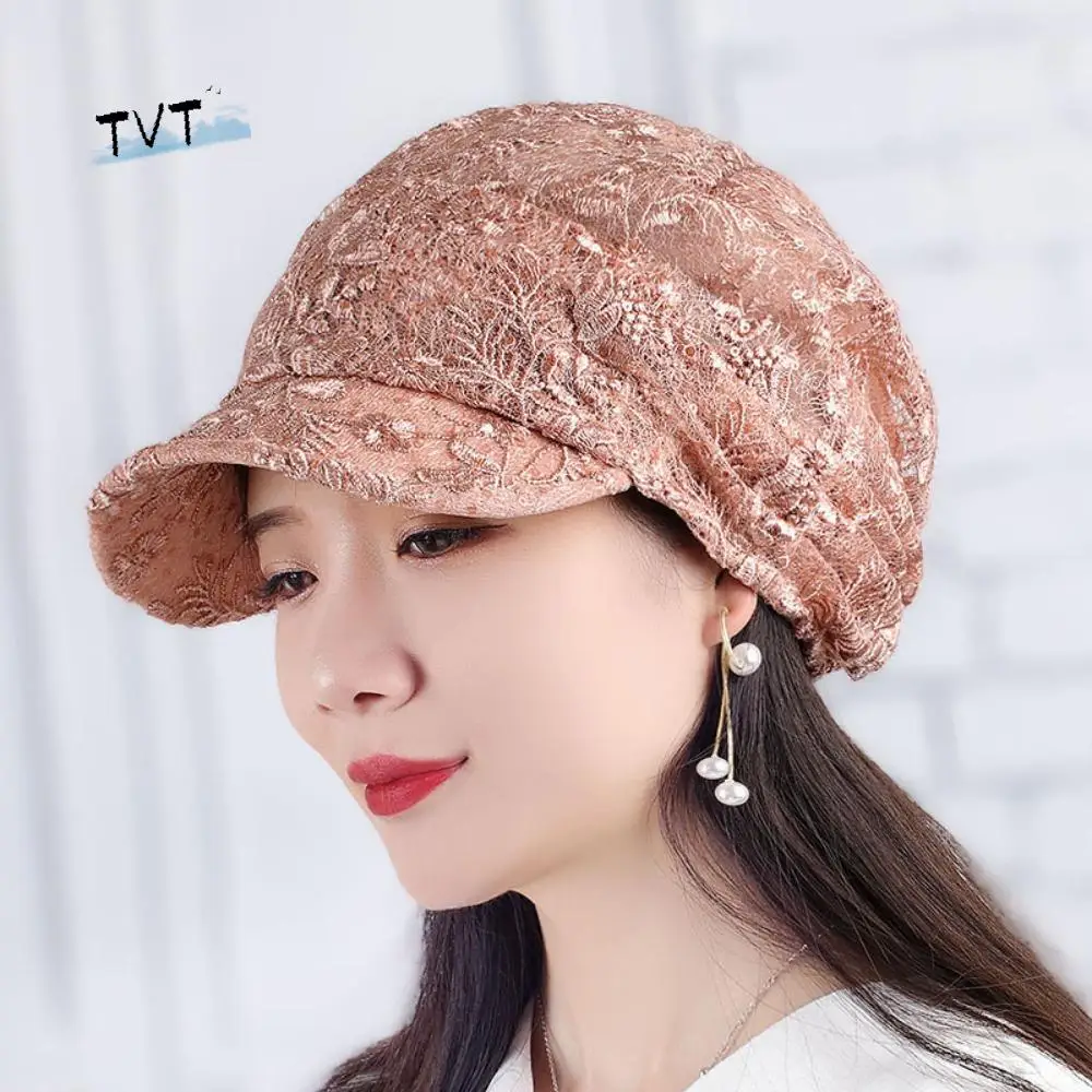 中空フラワービーニーキャップ刺繍ヘッドスカーフラップ女性野球帽通気性カジュアルターバンビーニー帽子アウトドア旅行