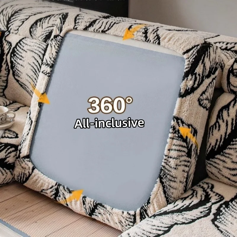 سميكة القطن الصوف غطاء مقعد أريكة التغطية الكاملة العالمي الغبار الأريكة يغطي عدم الانزلاق أفخم وسادة أغطية #5