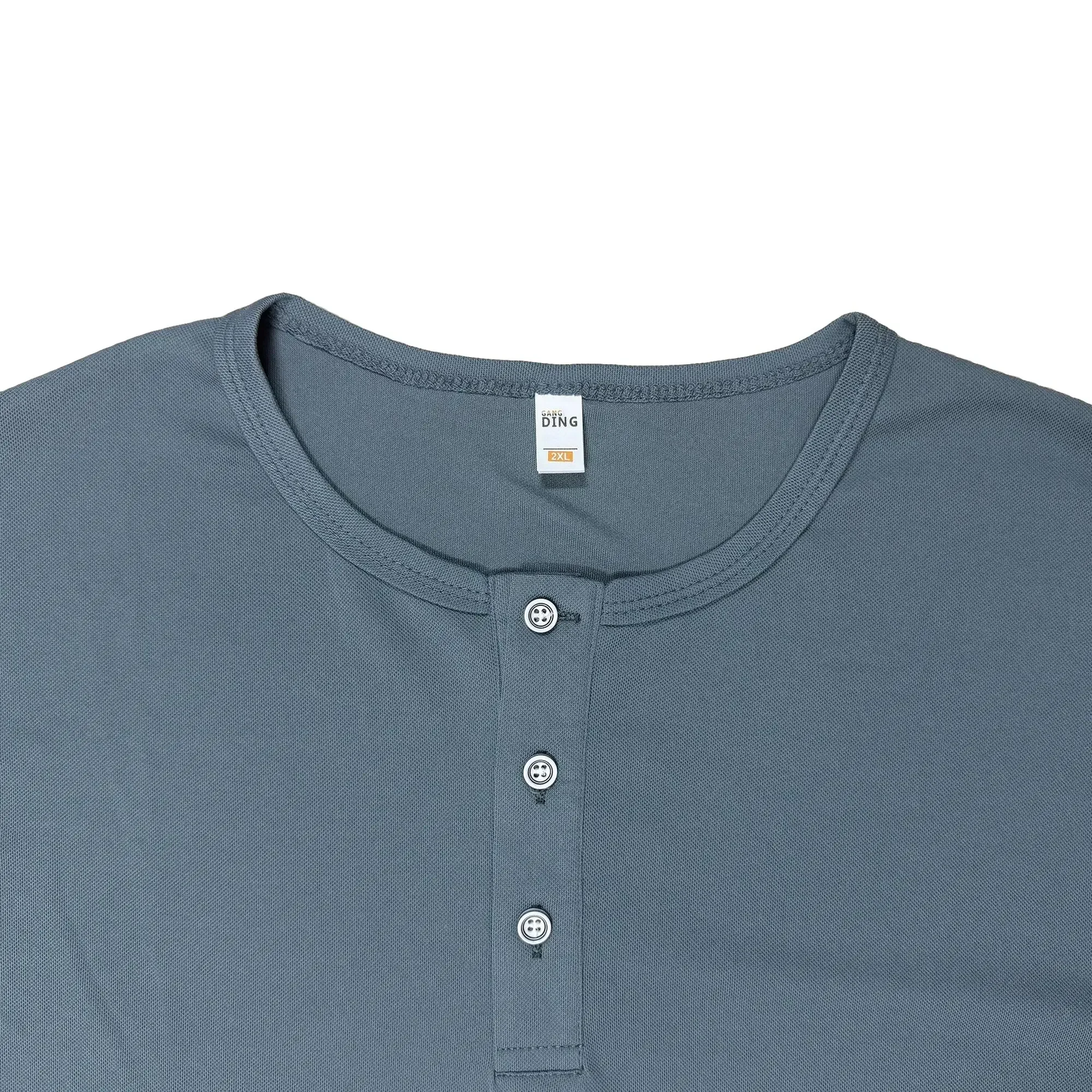 Fitness Herren Langarm Henley-Neck T-Shirts Herbst Einfarbige Männer-Oberteile Slim Fit Knopfhals Lässiges Bequemes T-Shirt Streetwear – Detail 8
