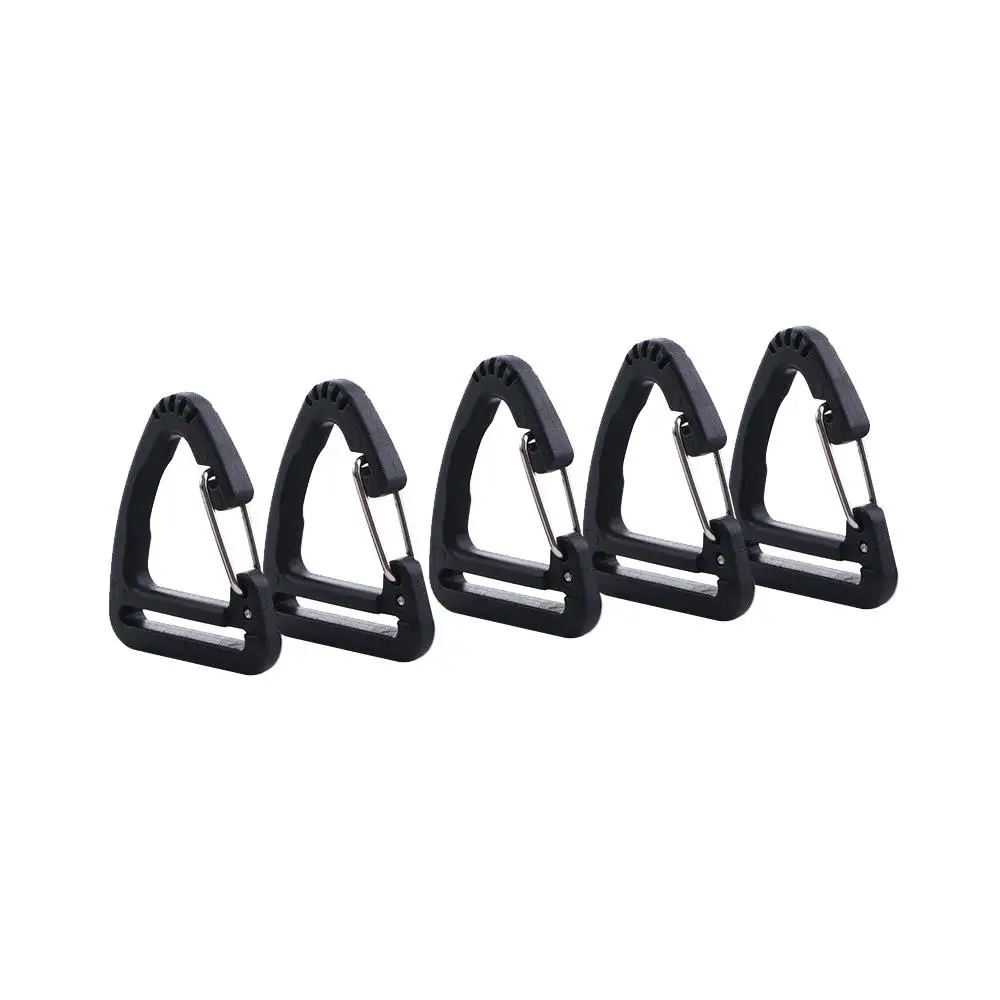 5Pcs Black Backpack Accessories Triangle Shape Pack Keychain Climping Belt Clip Buckles Carabiner Outdoor Tools