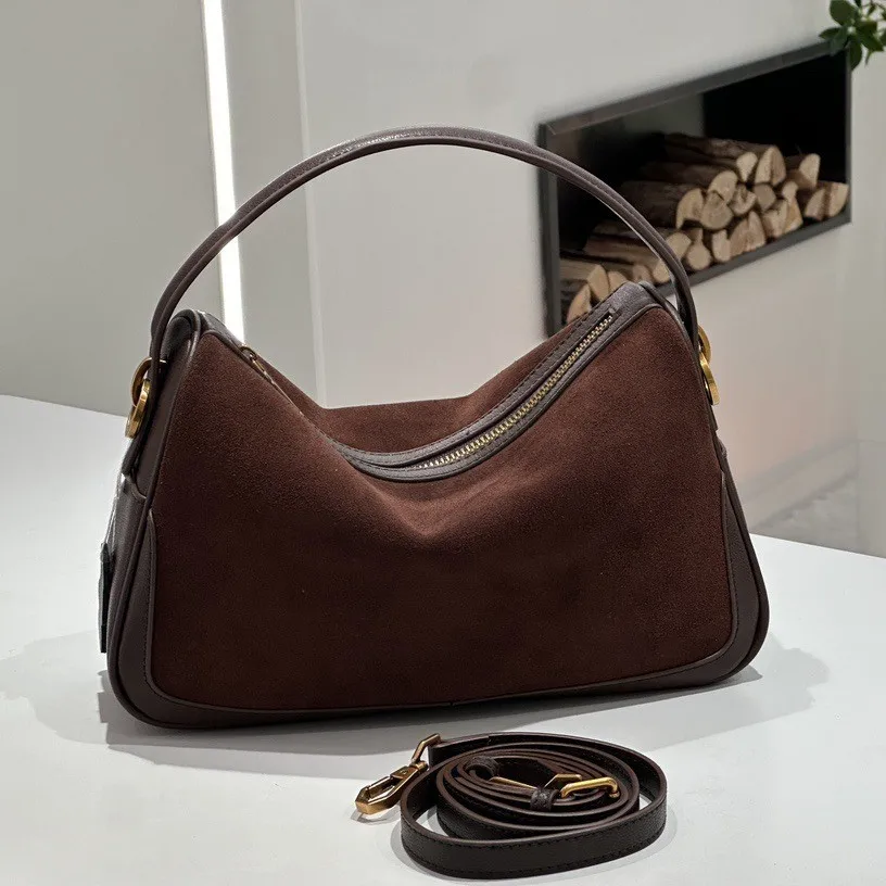 WomenCrossbody Bag Frosted Patchwork Cowhide Handbag High End Autumn Winter New Style European American Retro One Shoulder Bag