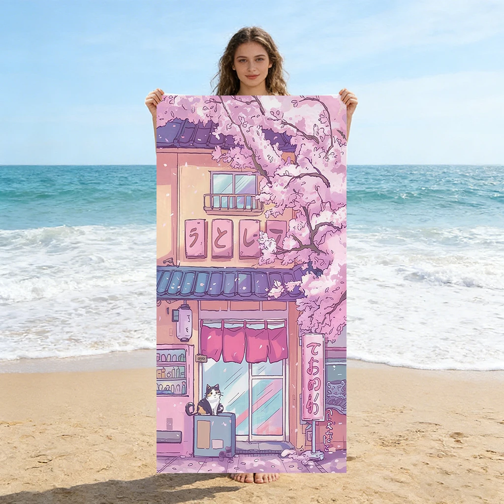 1pc Japanese Cartoon Beach Towel Quick-drying Super Absorbent Suitable for Beach Vacation Pool Summer Funny Gift for Friends