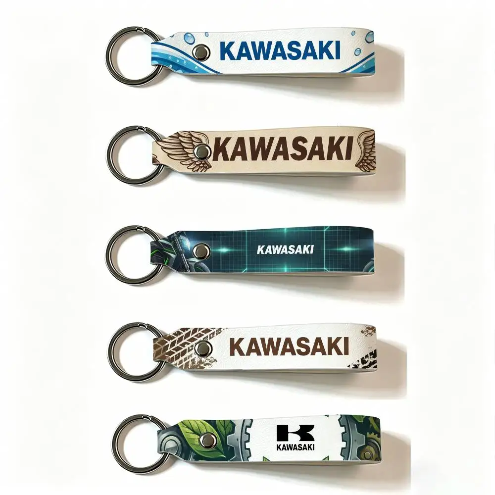 Für KAWASAKI MOTO PU-Leder Schlüsselanhänger Minimalistischer Schlüsselhalter Langlebiger Schlüsselorganizer Autoschlüsseltasche Zubehör Geschenk