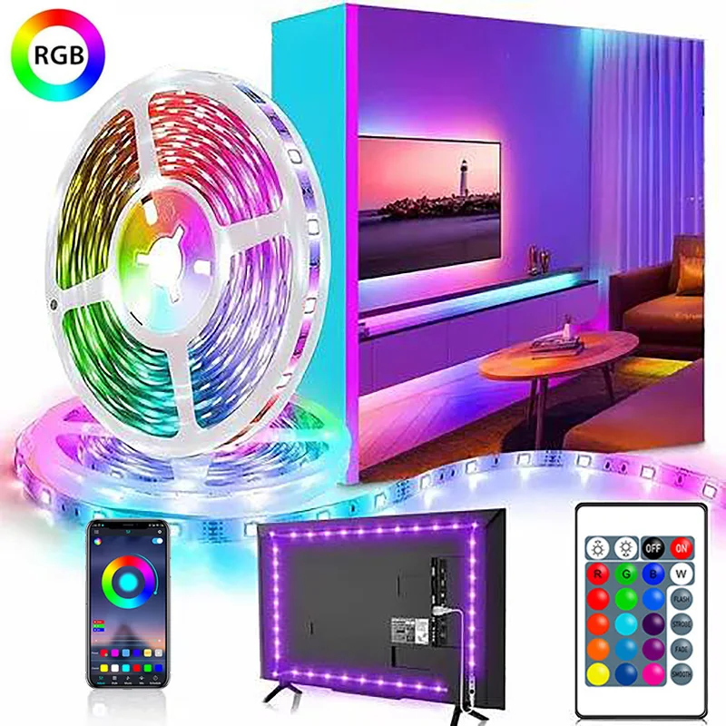 RGB LED قطاع أضواء APP الموسيقى مزامنة USB 5 فولت مصباح ليد Luces Led ديود شريط مرن الشريط للتلفزيون الخلفية غرفة الطرف الديكور