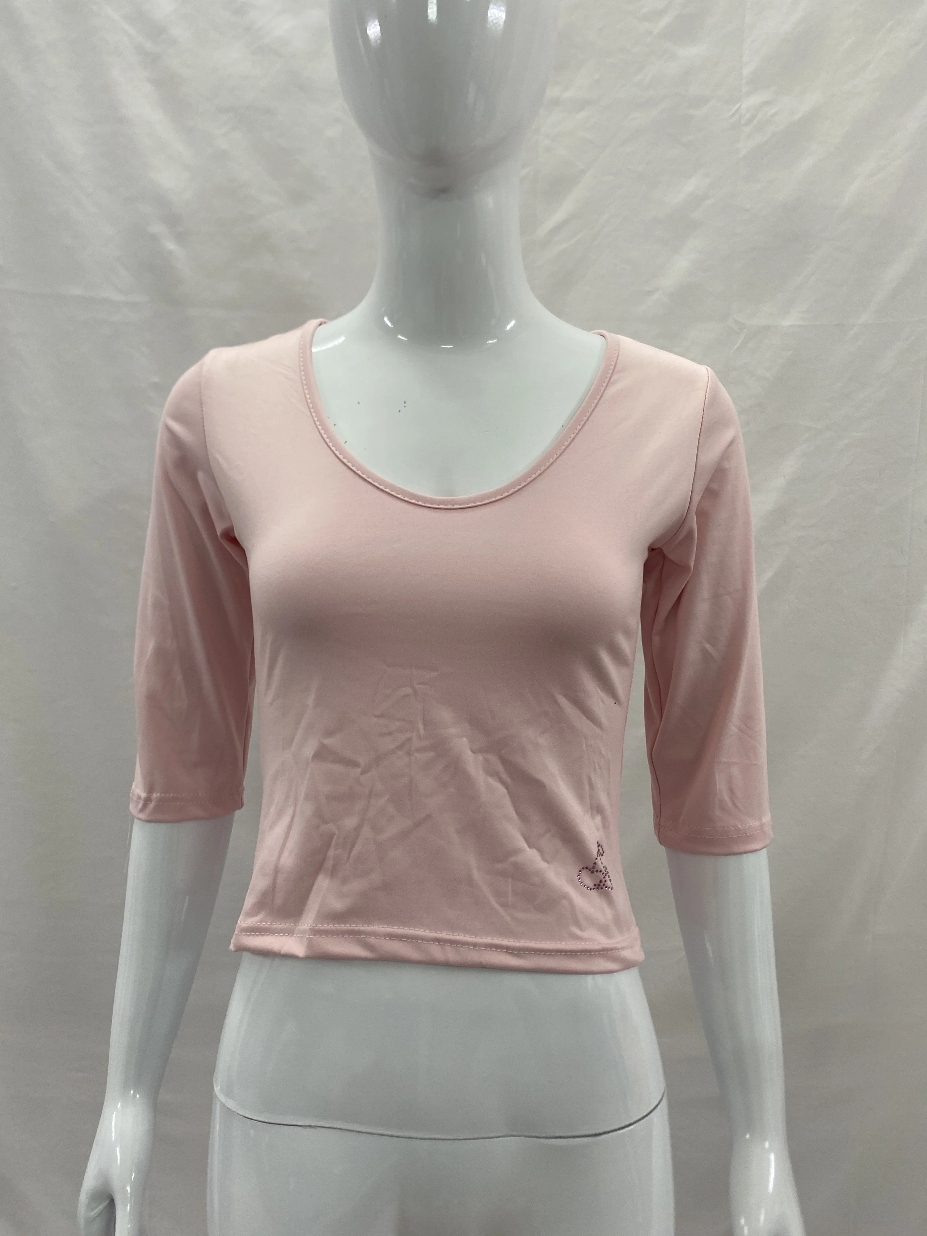 Damen V-Ausschnitt Kurzarm 3/4-Ärmel Crop-Tops, Figurbetont, Y2K Basic T-Shirts für Club, Party, Dating, Urlaub, Streetstyle, Alltagskleidung – Detail 2