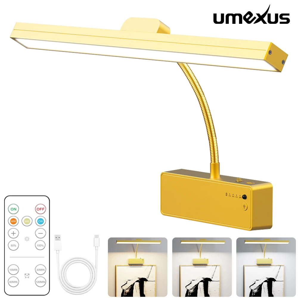 UMEXUS 3000mAH Bildwandleuchte LED Kabellose Wandlampe Dreifarbig Dimmbar Mit Fernbedienung Kunst-Display Wiederaufladbar Batteriebetrieben