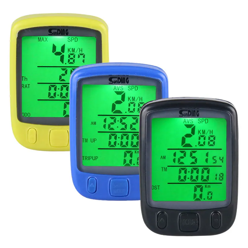 Bicycle Speedometer Wired Computer Stopwatch Water Proof Odometer LCD Screen Backlight Auto Clear Sunding SD-563A