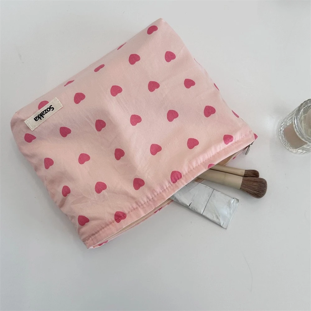 

Pink Love Women Cosmetic Bag Makeup Zipper Bags Travel Organizer Toiletry Pouch for Girls