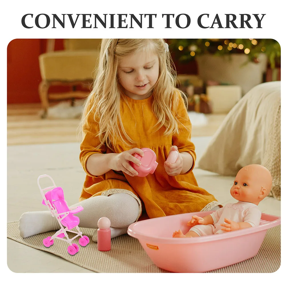 Ensemble de poussette pour bébé, 4 pièces, poupées pliables en plastique, artisanat réaliste, jeu pour tout-petits