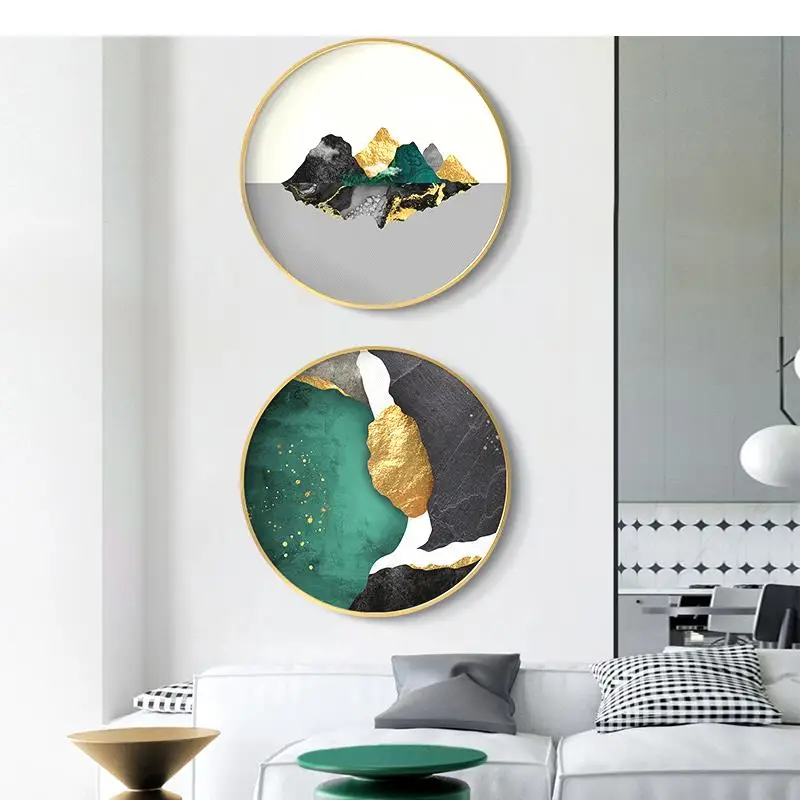 Triptych Inkjet Landscape Decorative Paintings Framed Abstract Paint Crafts Hanging Picture Solid Wood Frame Mural Home Decor