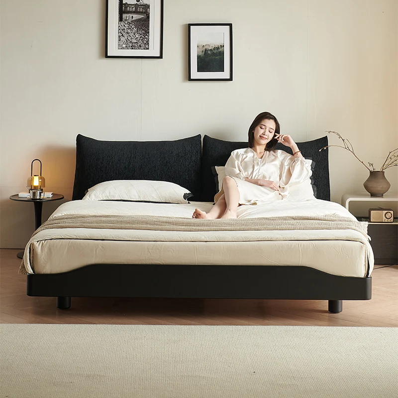 

King Size Headboard Double Bed Shelves Decoration Frame Full 150x200 Queen Bed 180X200 Black Soft Bag Cama Furniture