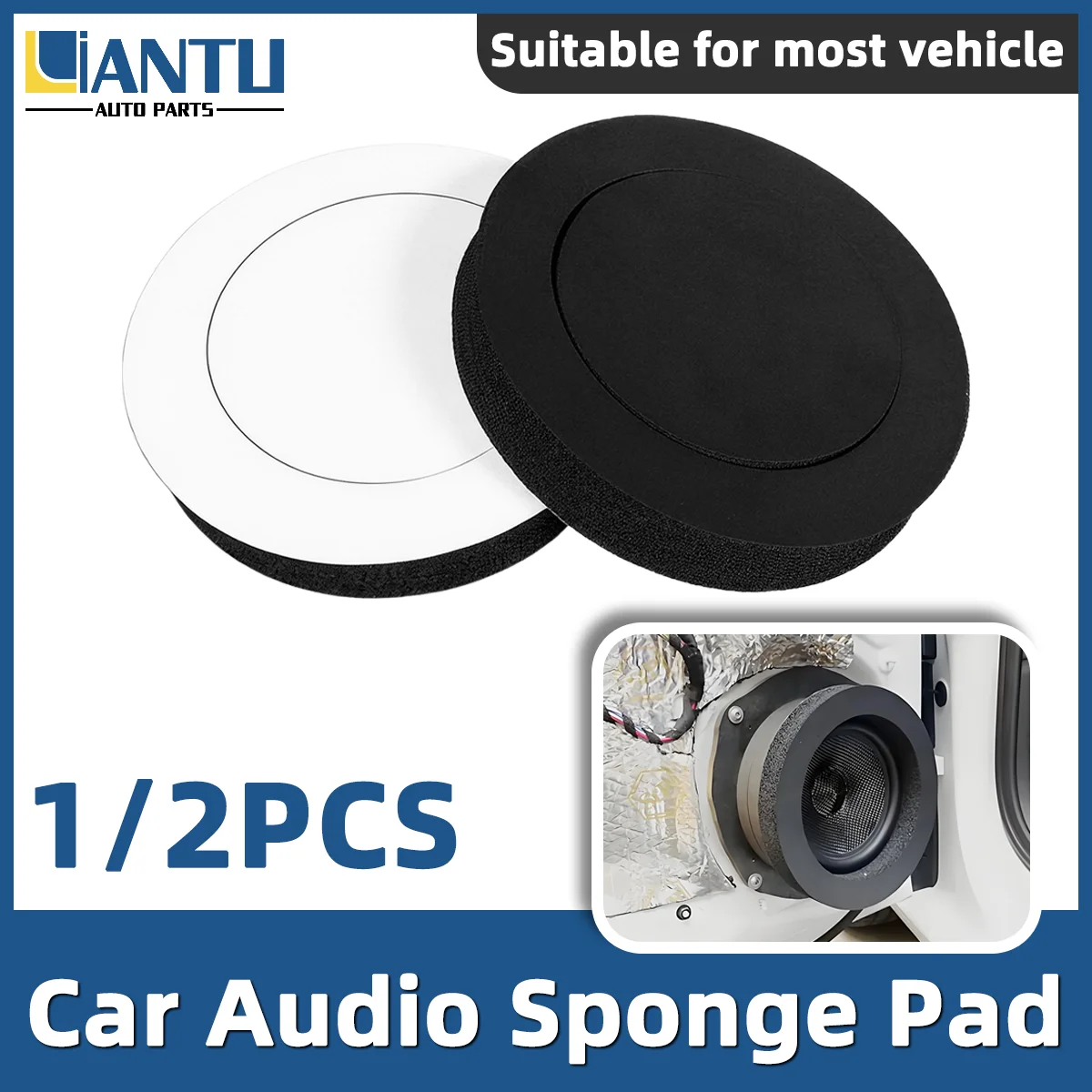1/2PCS Car Audio Speaker Sponge Pad High Density Soundproof Vibration Reduction Durable Premium Universal Auto Interior Parts