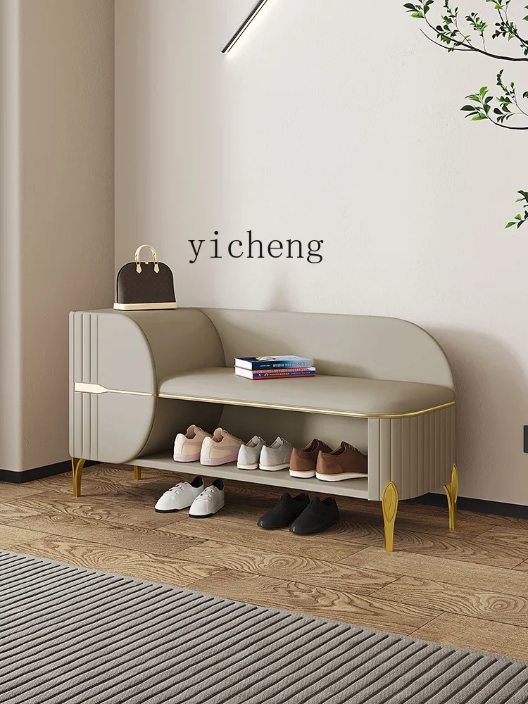 XL shoe cabinet can sit on shoe changing stool, household leather large-capacity shoe stool