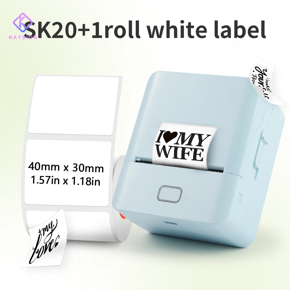 

KAYSION Portable Mini Printers Wireless Bluetooth Inkless Sticker Maker Printer Tag Price Machine for Office School Kitchen