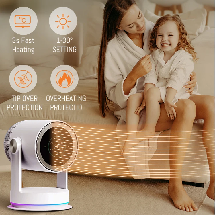30/60/90 Degree Oscillating No Blade Fan Smart Silent PTCHot Cold Desktop Air Hot Cool Bladeless Desk Fan With Air Purifier