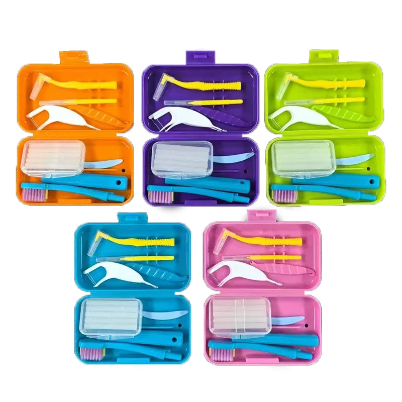 

Дорожный портативный набор для чистки зубов, отбеливание зубов, набор для ортодонтического ухода, складная зубная щетка, ортодонтический воск, межзубная щетка