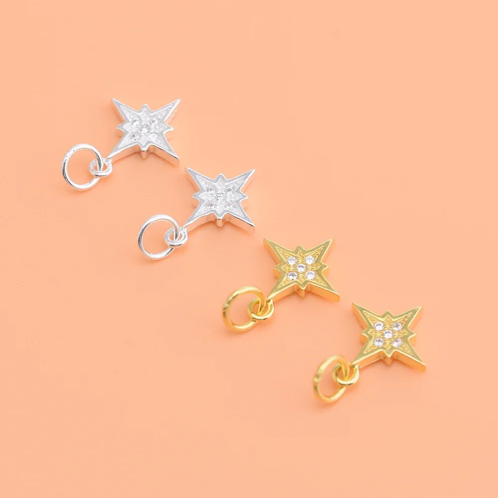 S925 sterling silver micro inlaid zircon accessories cute sparkling star pendant creative handmade jewelry bracelet necklace