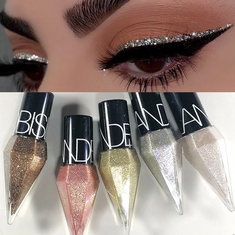 Sequins Glitter Eyeliner Diamond Shiny Eyeshadow Silver Rose Gold Color Eye Liners Eyeliner Pencil Eye Shadow Makeup Cosmetics