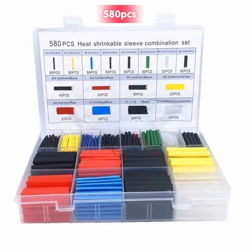 127-750pcs Heat-shrink Tubing Thermoresistant Tube Heat Shrink Wrapping Kit Electrical Connection Wire Cable Insulation Sleeving