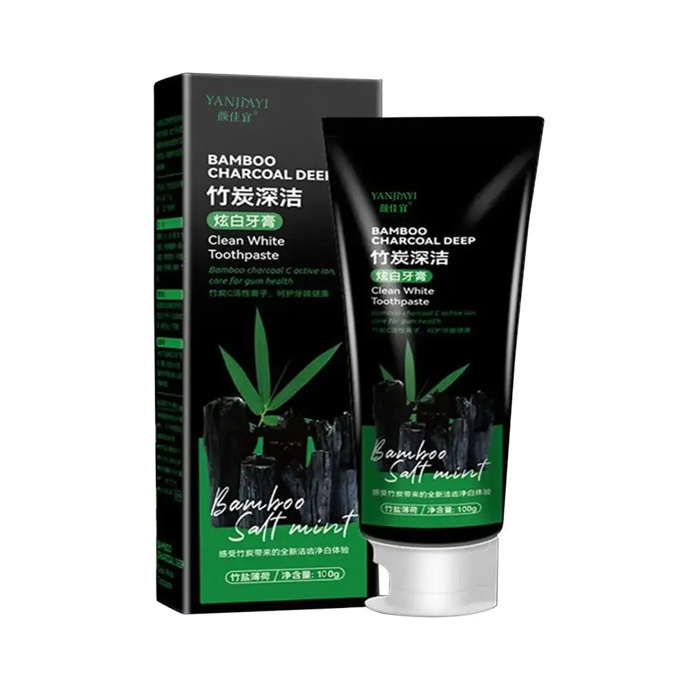 Dentifrice noir au charbon de bambou, 100g, nettoyage en profondeur, saveur menthe, beauté, soins bucco-dentaires, mauvaise santé, blanchiment de l'haleine SAF E8Y6