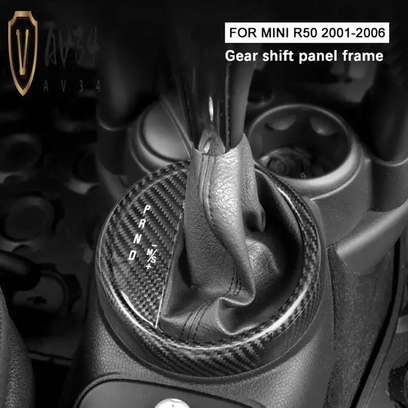 

AV34-Real Carbon Fiber Gear Shift Bezel Decorative Cover For Bmw Mini R50 2001-2006 Car Center Shifter Panel Trim Sticker