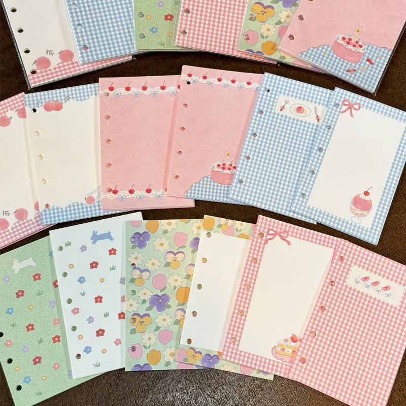20Sheets M5/A7 Planner Inserts, Cute Creamy Peach & Bunny Checkered Design, Kawaii Pastel Notebook Refills Pages