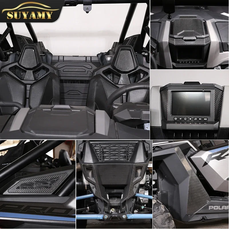 Dry Carbon Fiber Sheet Car Center Console Panel Cover Sticker For Polaris RZR PRO XP 2021 UTV Car Interior Accessories