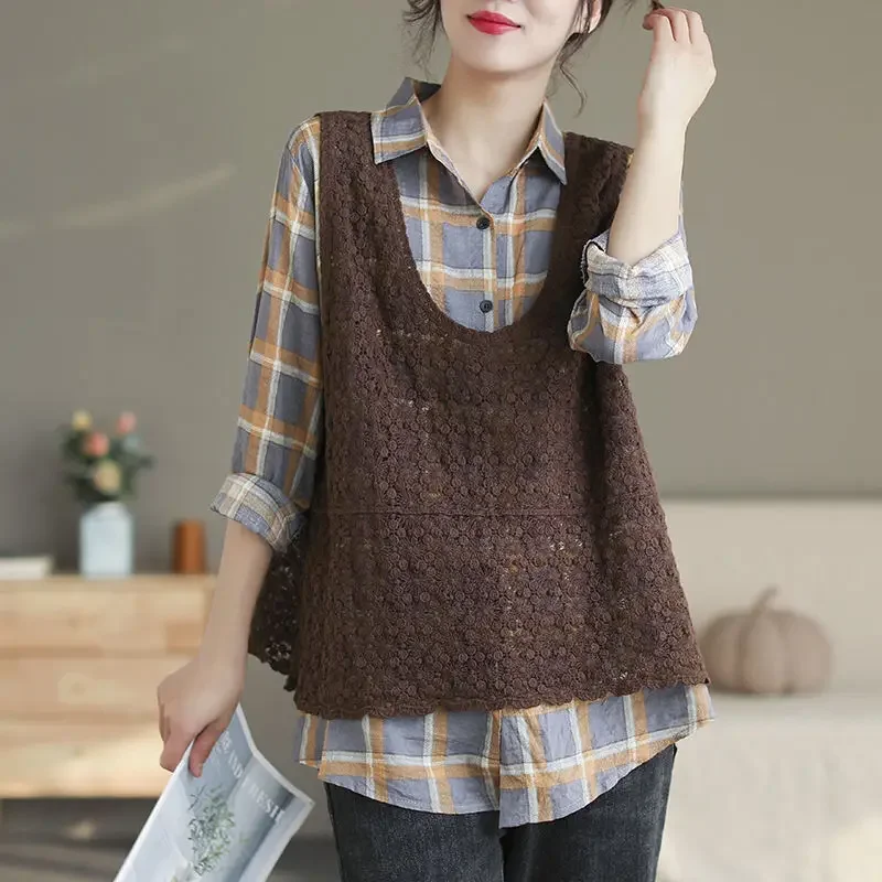 

Retro Vests Women 6 Colors Knitting Loose All-match Floral Simple Leisure Hollow Out Korean Style Female New Design Stylish Fall