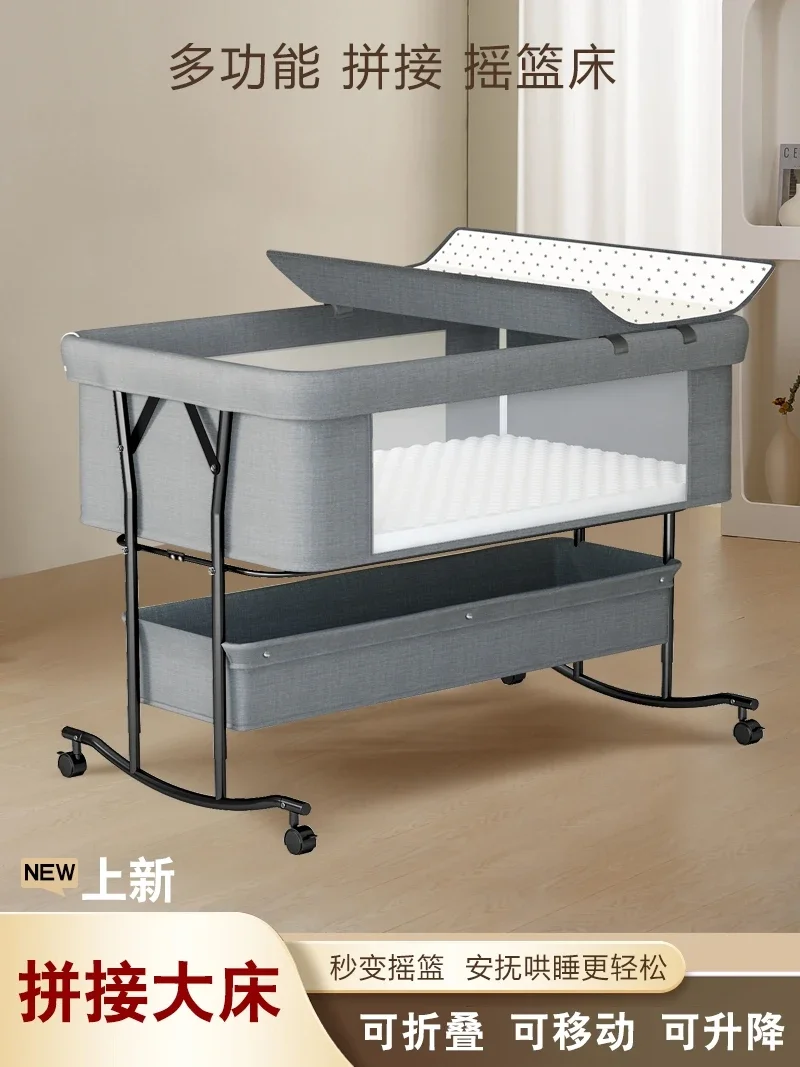 

Multi Functional Foldable Baby Crib Mobile and Portable Newborn Crib, Newborn Baby Bed Spliced Large Bed